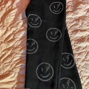 Retrovert Black Smiley Sweatpants Small